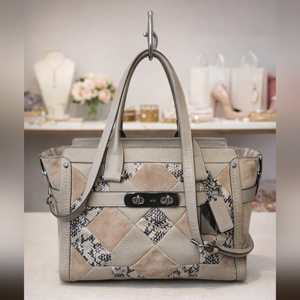 Coach Retired Python Patchwork Swagger Satchel - image 1